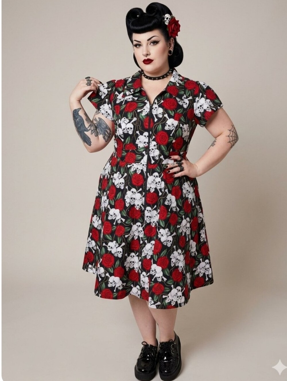 Cherry Velvet Roses Are Dead Marie Dress, Size 1X